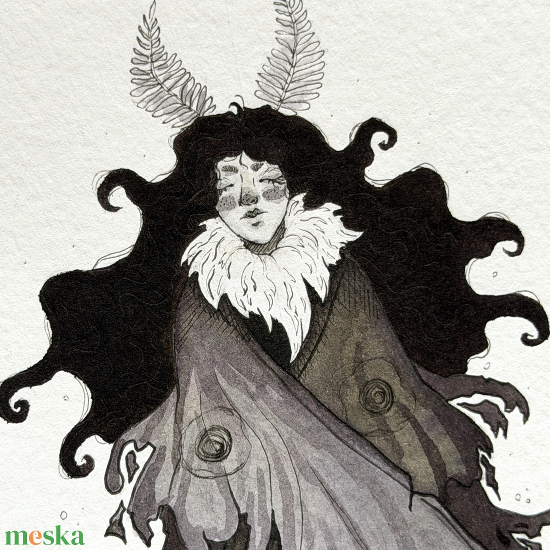Eredeti, kézzel készült illusztráció - 2025 inktober - Lepke lány - művészet - grafika & illusztráció - tus - Meska.hu