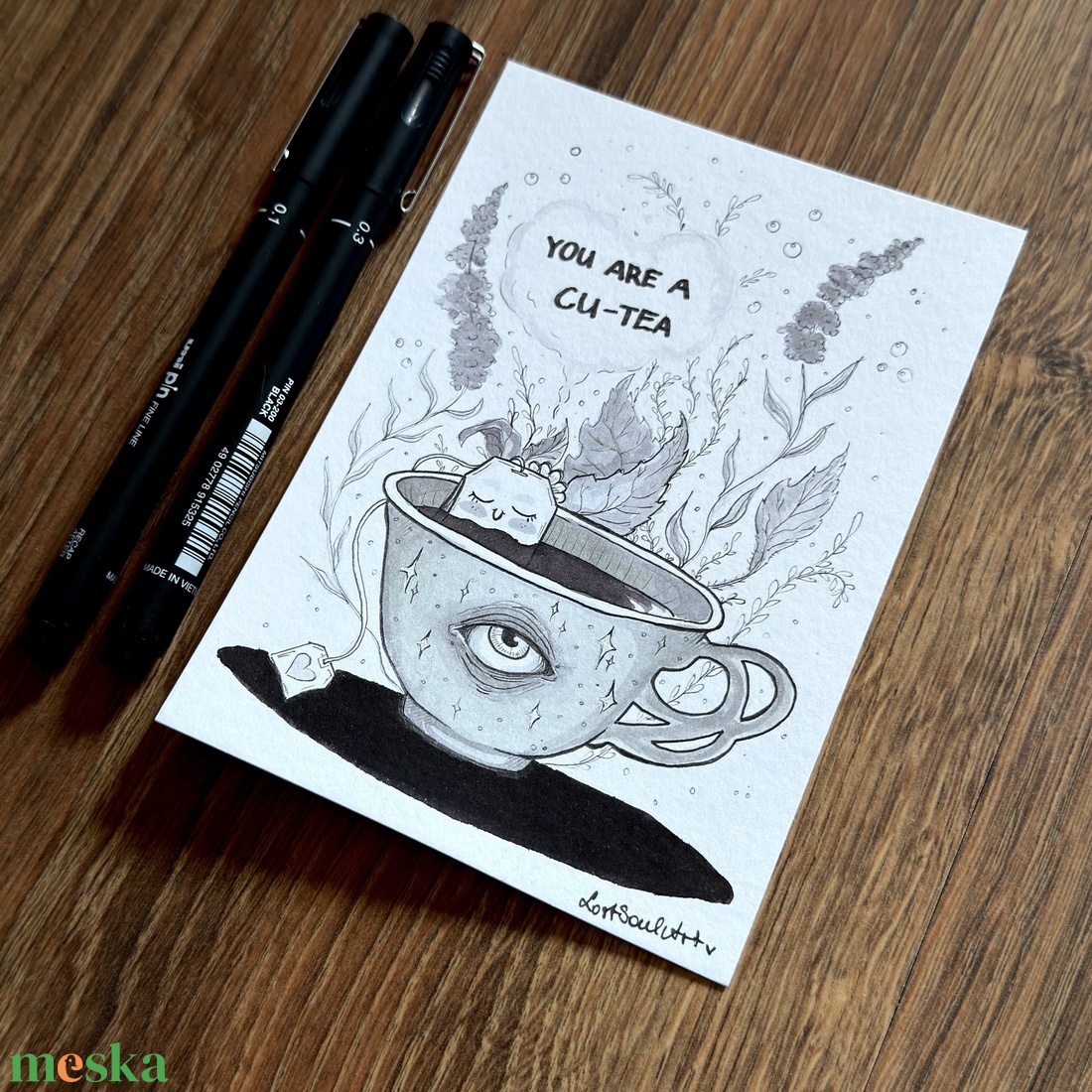 Eredeti, kézzel készült illusztráció - 2025 inktober - Tea party - művészet - grafika & illusztráció - tus - Meska.hu