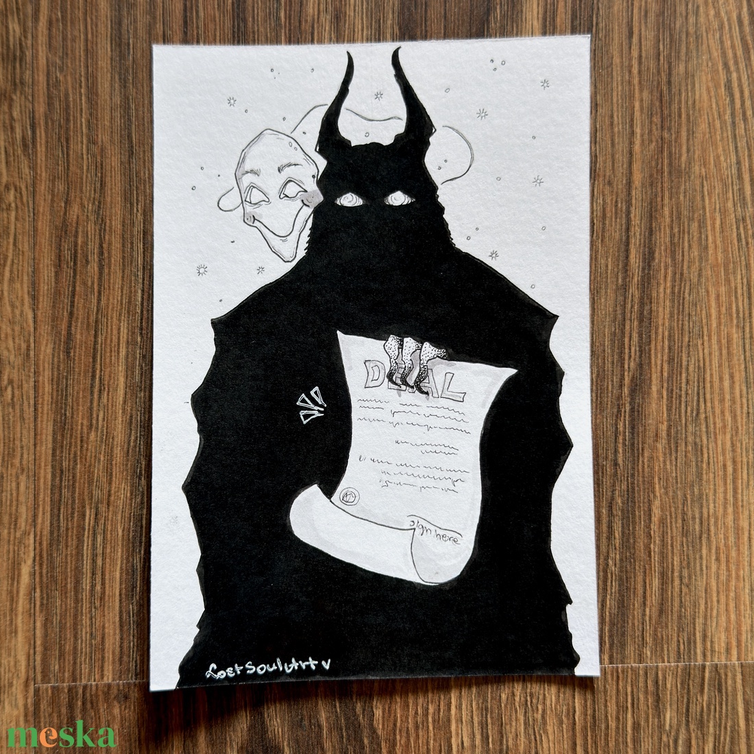 Eredeti, kézzel készült illusztráció - 2025 inktober - Deal with the devil - művészet - grafika & illusztráció - tus - Meska.hu