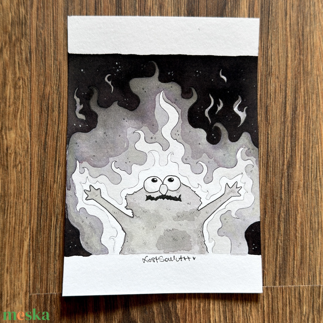 Eredeti, kézzel készült illusztráció - 2025 inktober - Elmo on fire - művészet - grafika & illusztráció - tus - Meska.hu