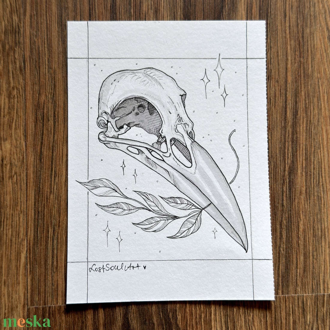 Eredeti, kézzel készült illusztráció - 2025 inktober - Holló koponya - művészet - grafika & illusztráció - tus - Meska.hu