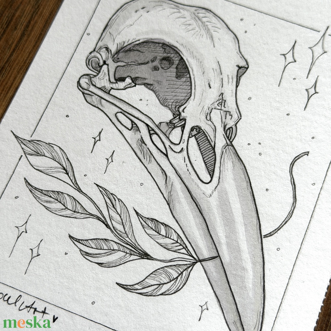 Eredeti, kézzel készült illusztráció - 2025 inktober - Holló koponya - művészet - grafika & illusztráció - tus - Meska.hu
