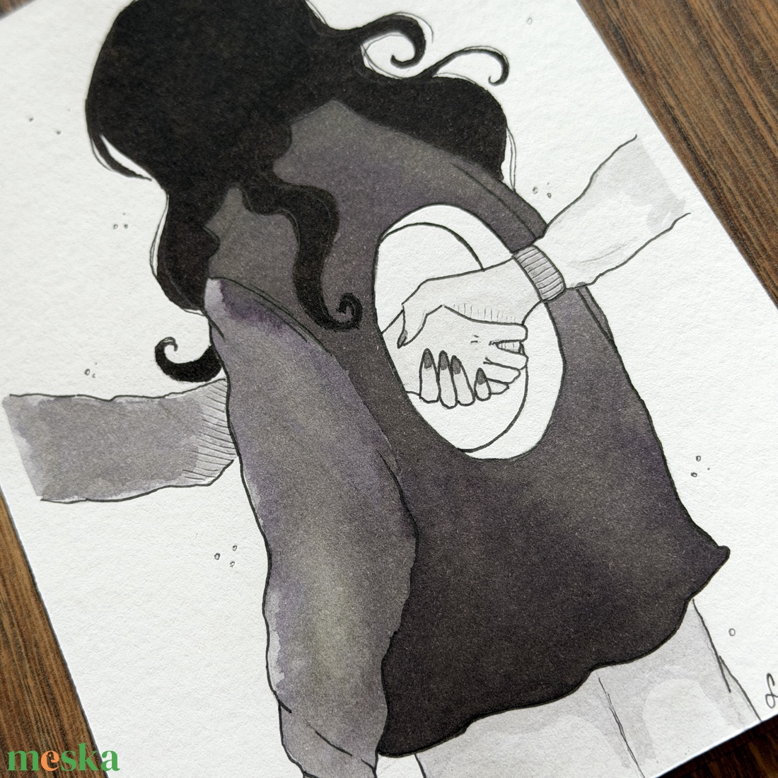 Eredeti, kézzel készült illusztráció - 2025 inktober - Üresség - művészet - grafika & illusztráció - tus - Meska.hu