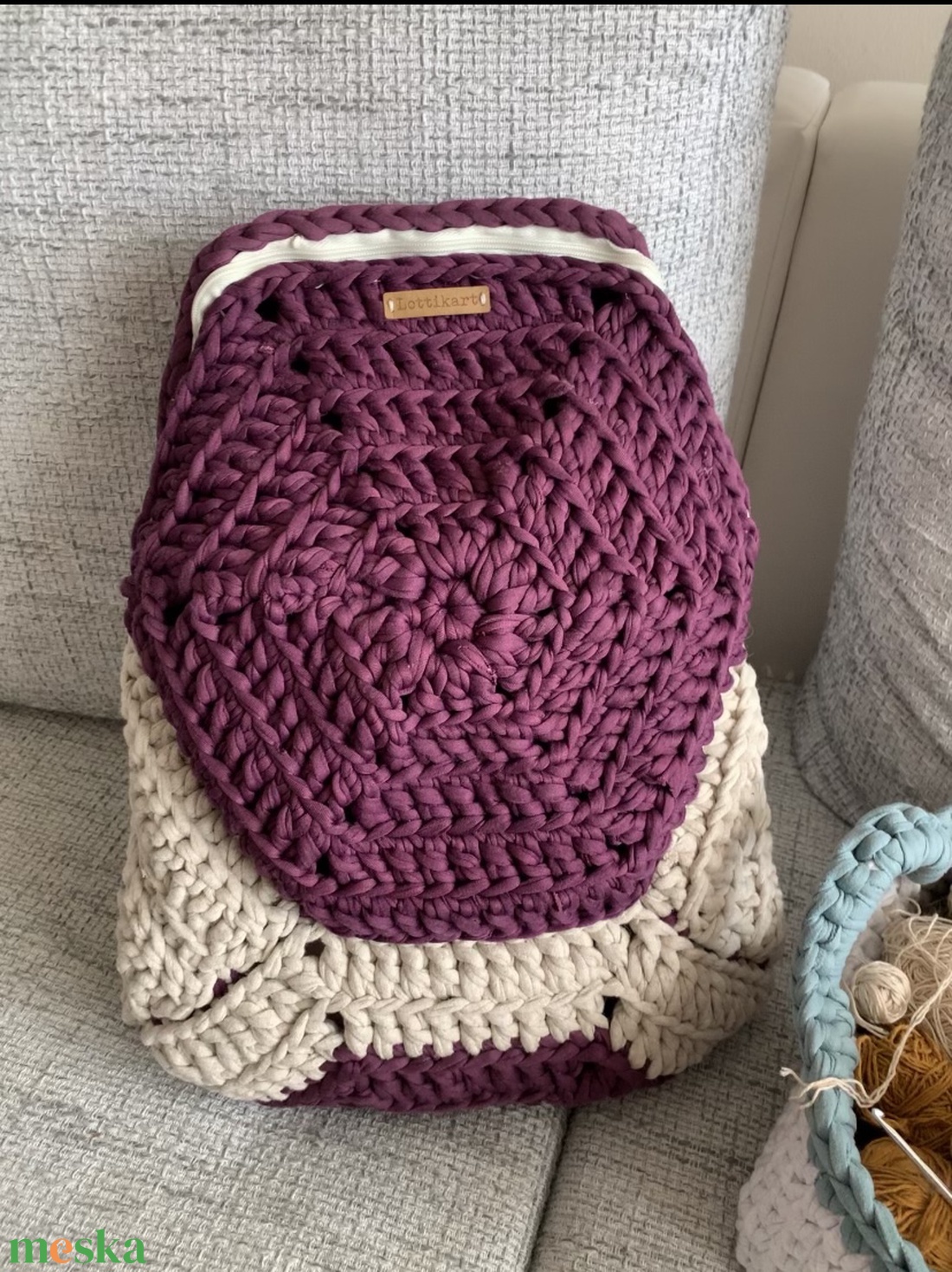 Lottikart horgolt táska, hátitáska - táska & tok - hátizsák - hátizsák - Meska.hu