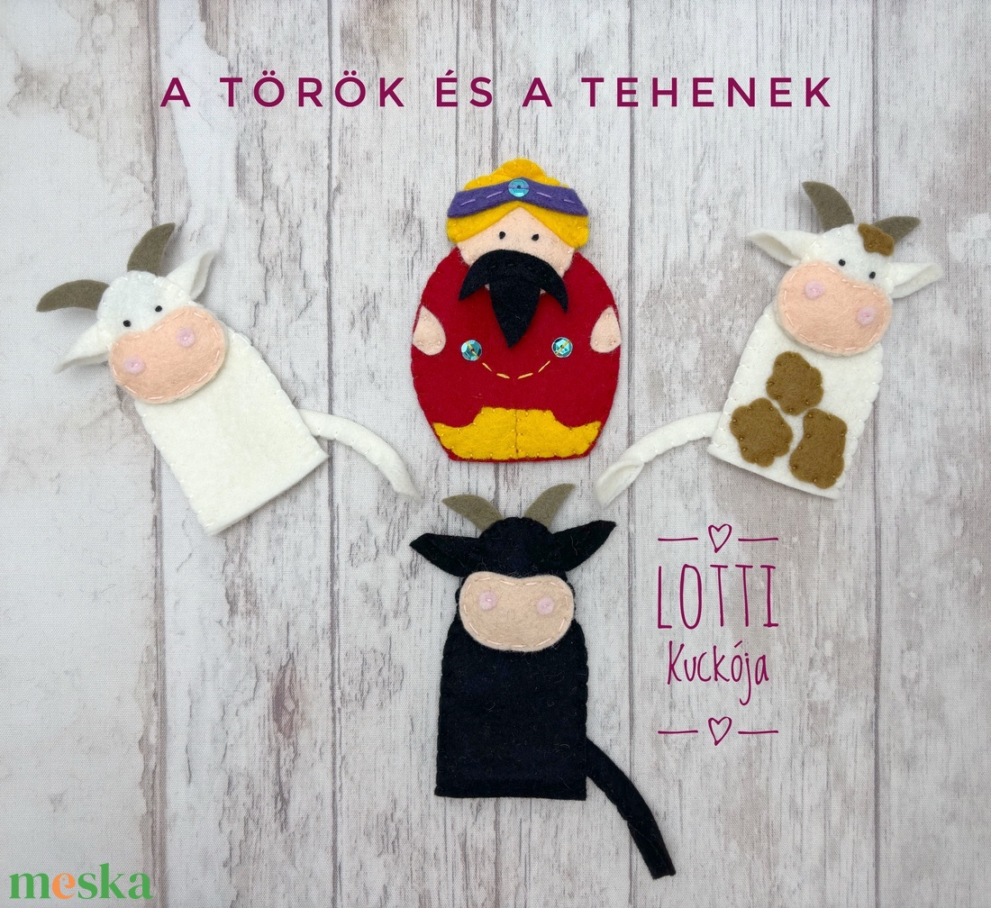 2 az 1-ben ujjbáb készlet: ,,A török és a tehenek és az ,,Iciri-piciri c. mesék - játék & sport - bábok - ujjbáb - Meska.hu
