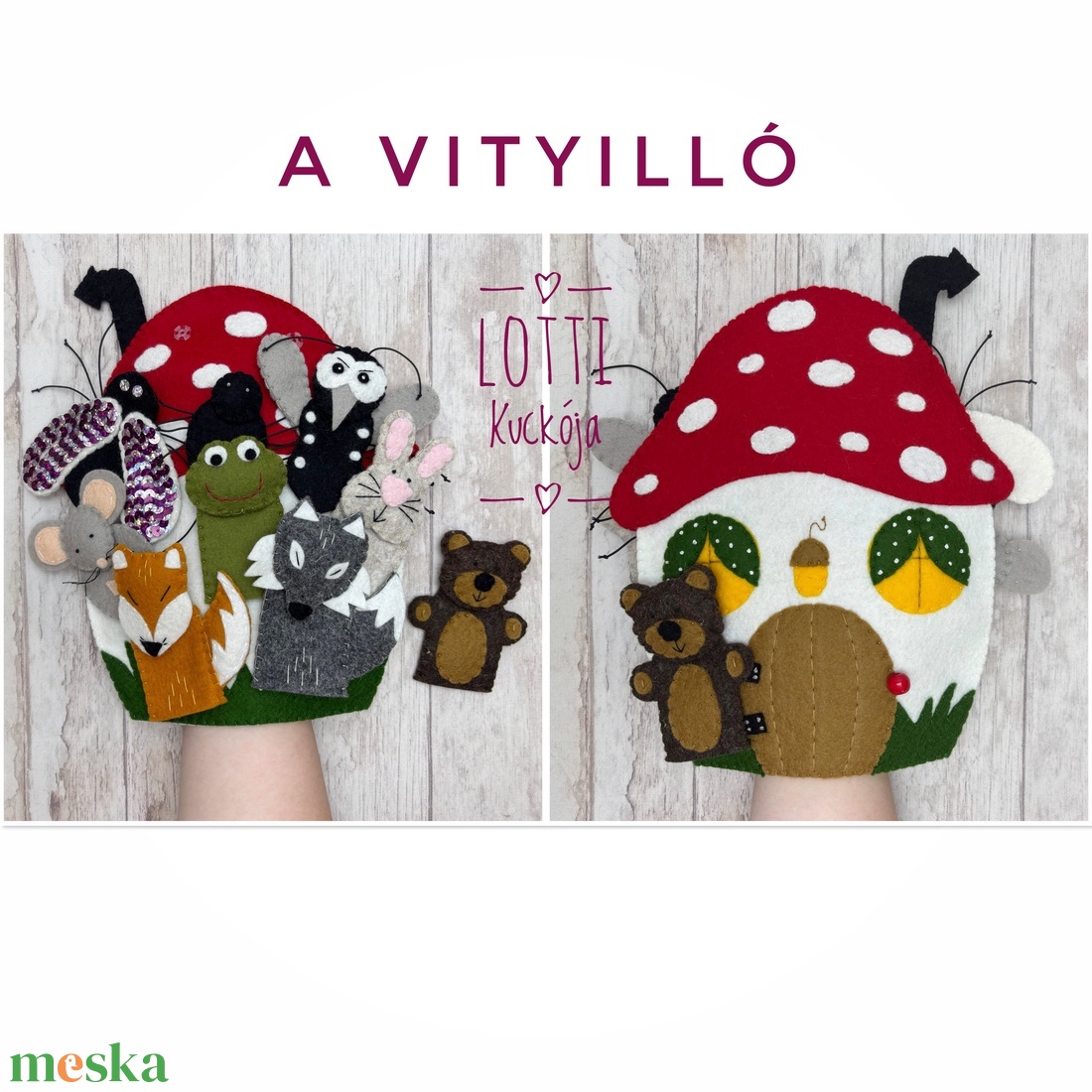 2 az 1-ben ujjbáb készlet: A vityilló és A gomba alatt c. mesék - játék & sport - bábok - ujjbáb - Meska.hu