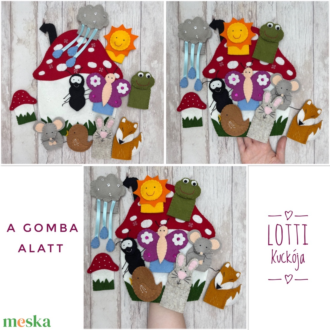 2 az 1-ben ujjbáb készlet: A vityilló és A gomba alatt c. mesék - játék & sport - bábok - ujjbáb - Meska.hu