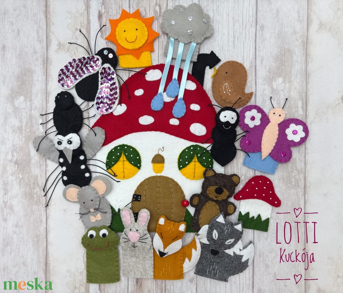 2 az 1-ben ujjbáb készlet: A vityilló és A gomba alatt c. mesék - játék & sport - bábok - ujjbáb - Meska.hu