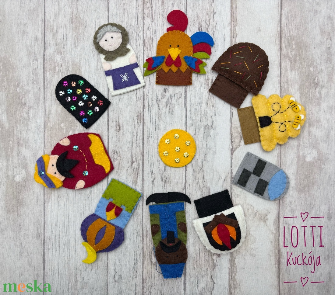 A kiskakas gyémánt félkrajcárja ujjbáb készlet - játék & sport - bábok - ujjbáb - Meska.hu