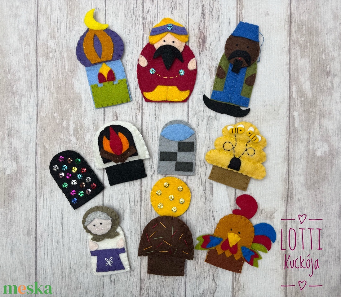 A kiskakas gyémánt félkrajcárja ujjbáb készlet - játék & sport - bábok - ujjbáb - Meska.hu