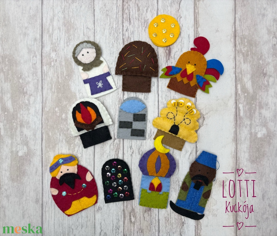 A kiskakas gyémánt félkrajcárja ujjbáb készlet - játék & sport - bábok - ujjbáb - Meska.hu