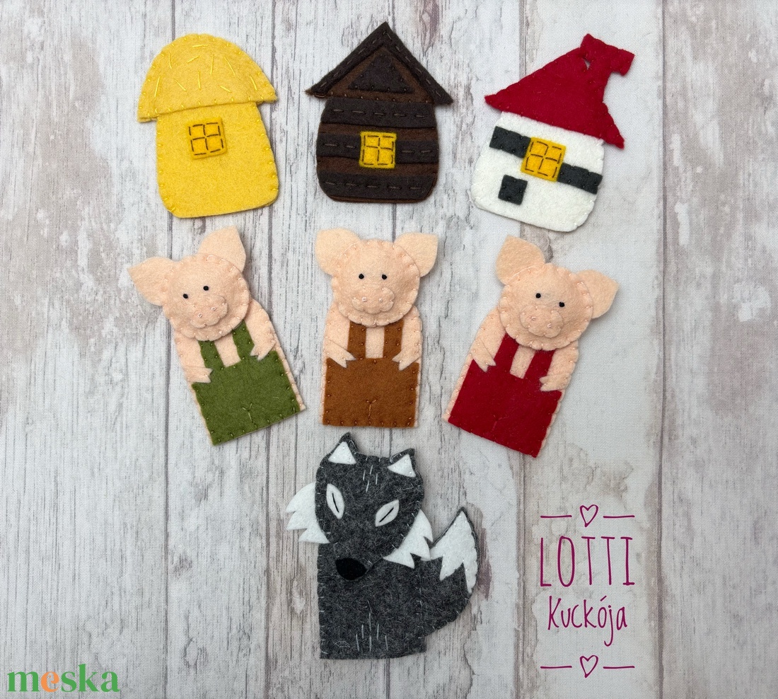 A három kismalac és a farkas ujjbáb készlet - játék & sport - bábok - ujjbáb - Meska.hu