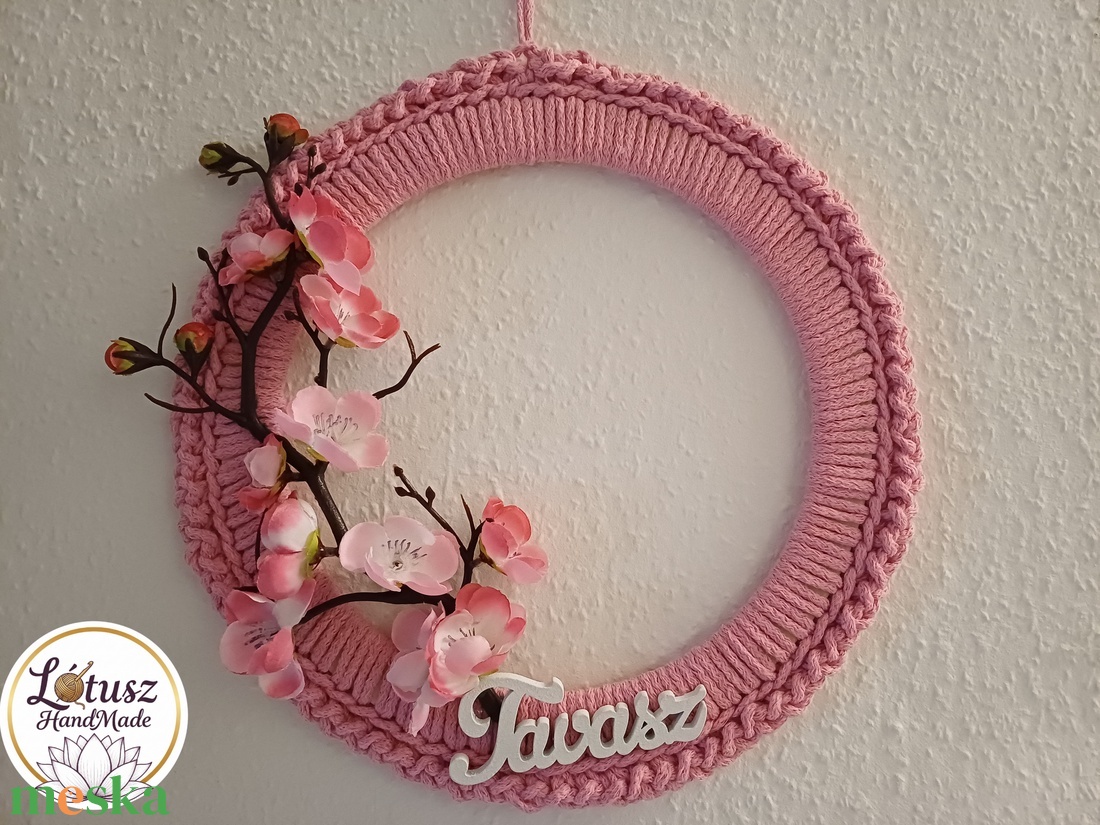 Horgolt tavaszi ajtódísz - otthon & életmód - dekoráció - ajtó- és ablak dekoráció - ajtódísz & kopogtató - Meska.hu