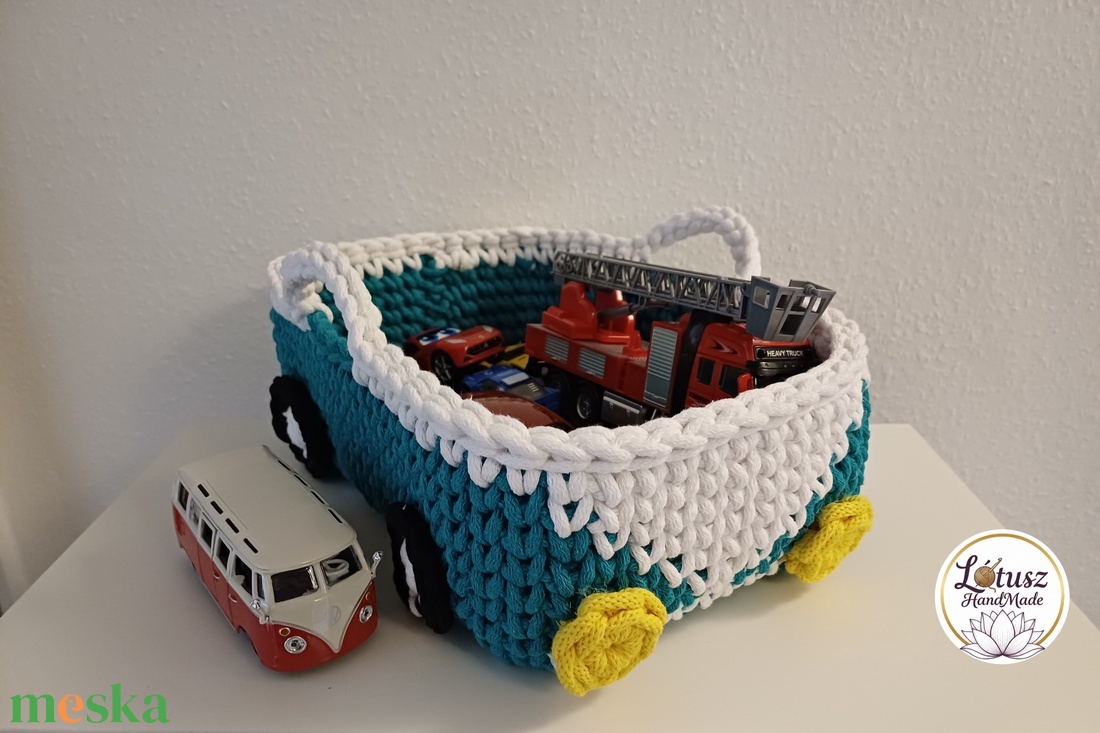 Horgolt autó kosár - otthon & életmód - tárolás & rendszerezés - tárolókosár - Meska.hu