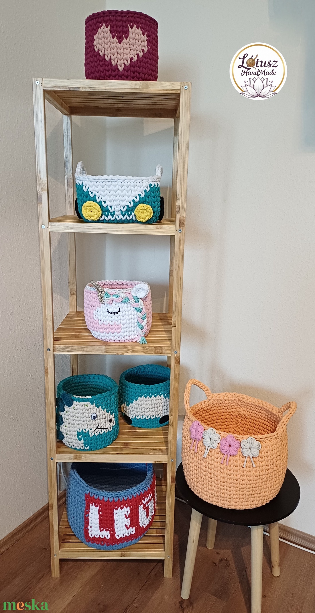 Horgolt autó kosár - otthon & életmód - tárolás & rendszerezés - tárolókosár - Meska.hu