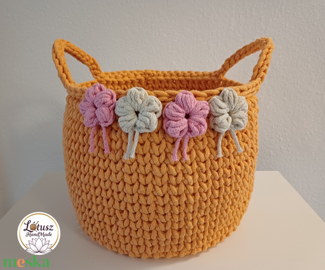 Horgolt nagy kosár - otthon & életmód - tárolás & rendszerezés - tárolókosár - Meska.hu