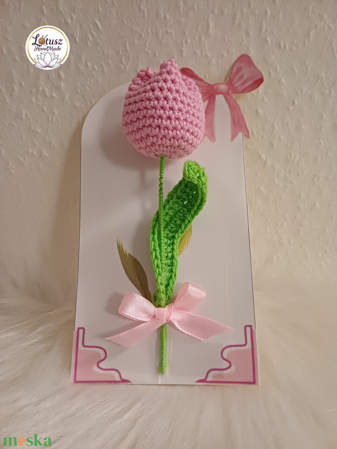 Horgolt tulipán - otthon & életmód - virágdekoráció - virágdíszek - dekor koszorúk, kopogtatók - Meska.hu