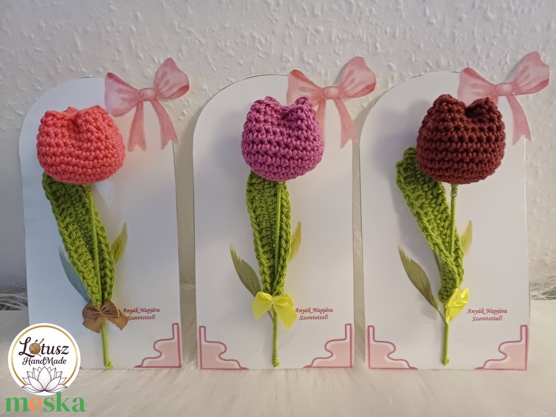 Horgolt tulipán - otthon & életmód - virágdekoráció - virágok - szálas virág - Meska.hu