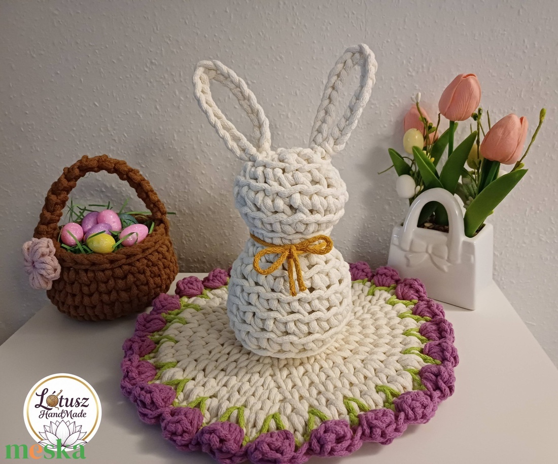 Horgolt Nyuszi - ünnepi díszek, dekorációk - húsvéti díszek és dekorációk - húsvéti asztaldíszek - Meska.hu