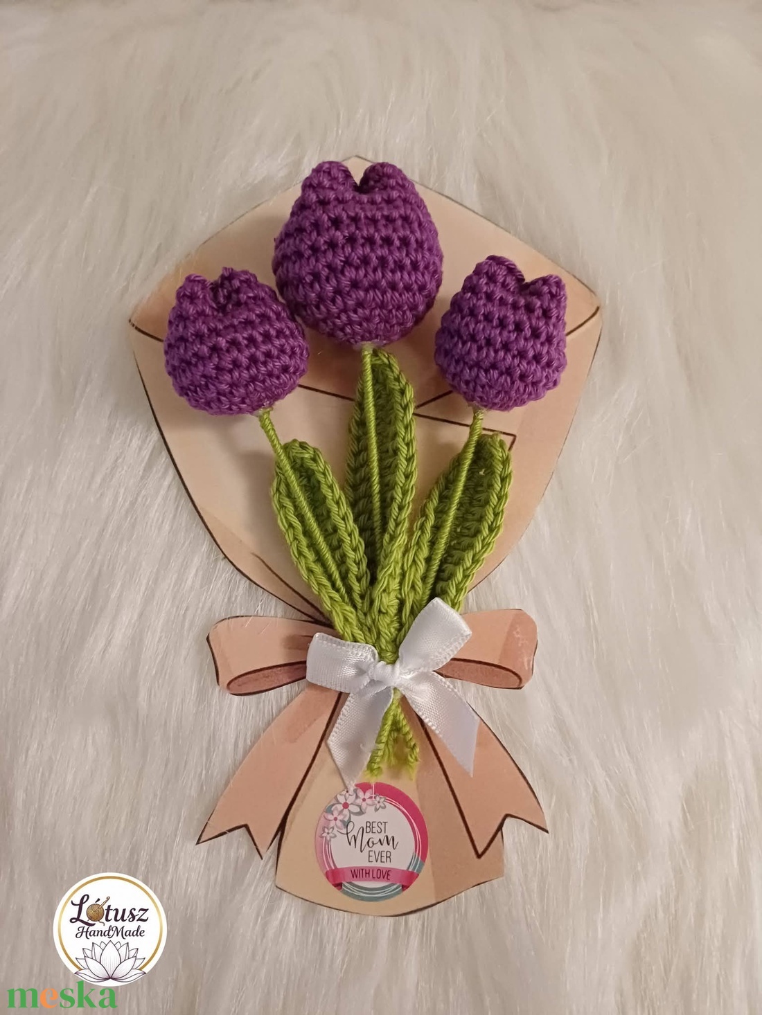 Horgolt tulipán csokor - otthon & életmód - virágdekoráció - virágdíszek - asztali virágdísz - Meska.hu