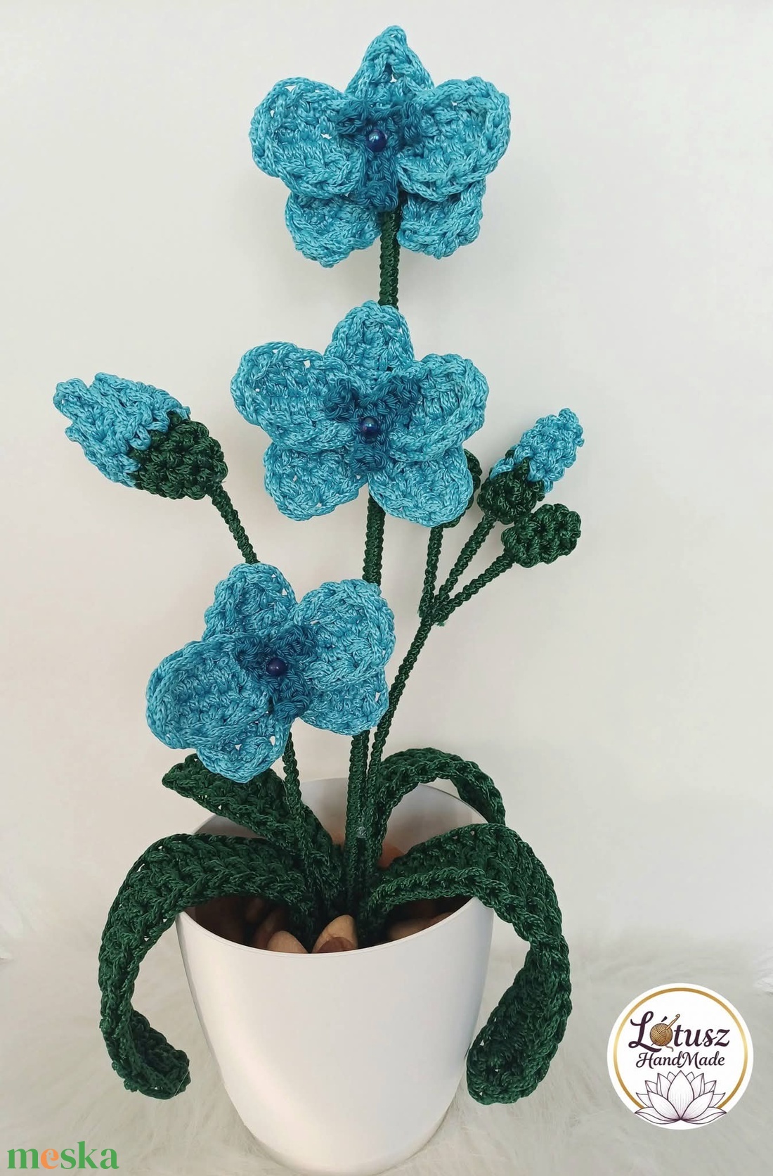 Horgolt orchidea  - otthon & életmód - virágdekoráció - virágdíszek - virágdísz kaspóban - Meska.hu