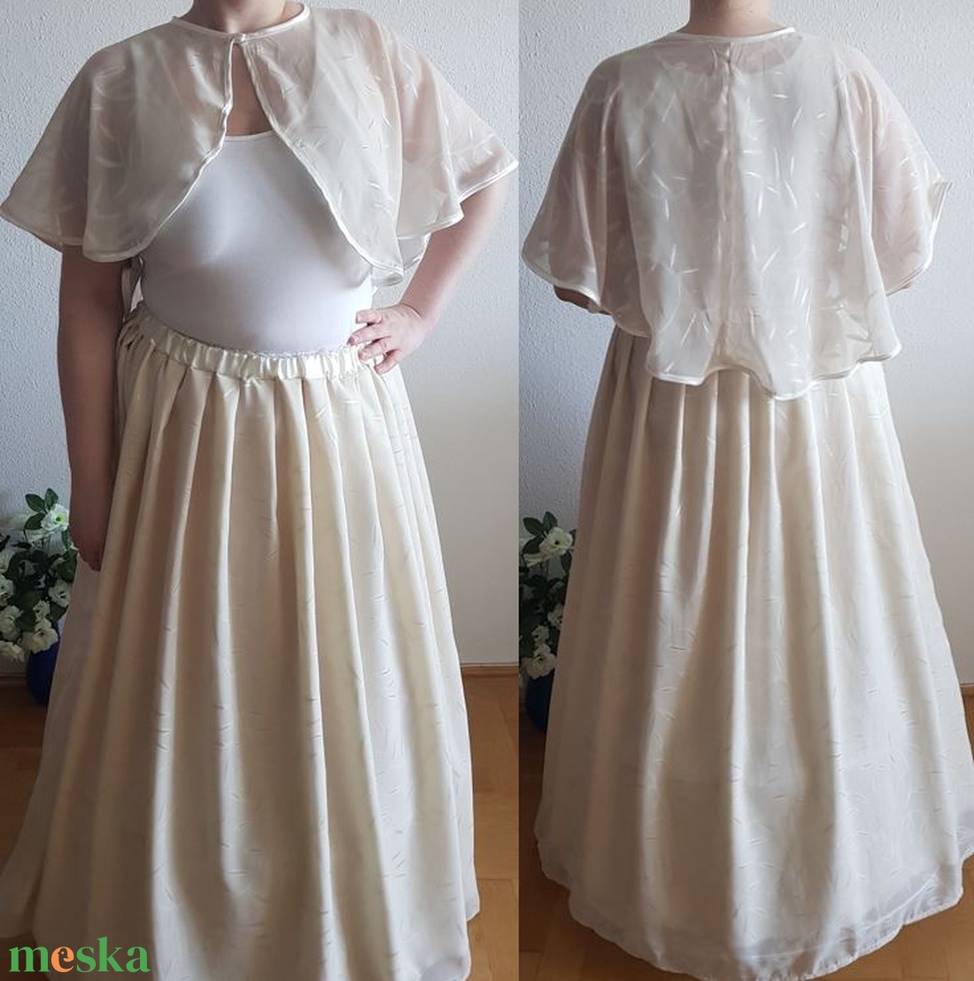 Szatén szegélyes, ekrü színű, hímzett muszlin pelerin, rövid palást - esküvő - kiegészítők - bolero és válltakaró - Meska.hu Szatén szegélyes, ekrü színű, hímzett muszlin pelerin, rövid palást - esküvő - kiegészítők - bolero és válltakaró - Meska.hu