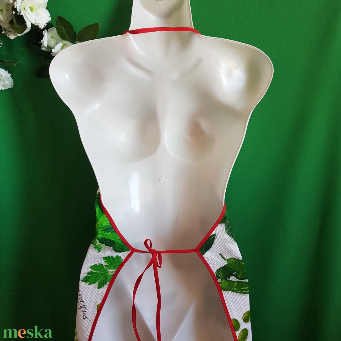 Zöldség-gyümölcs mintás pamut konyhai kötény - otthon & életmód - konyhafelszerelés, tálalás - konyhai textil - kötény - Meska.hu