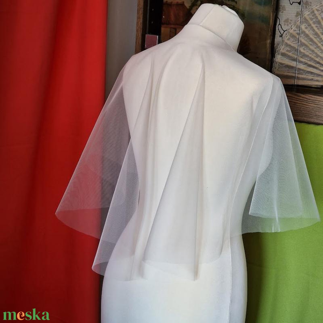 ESKÜVŐ BOL112 - Elegáns megkötős tüll pelerin, boleró - esküvő - kiegészítők - bolero és válltakaró - Meska.hu ESKÜVŐ BOL112 - Elegáns megkötős tüll pelerin, boleró - esküvő - kiegészítők - bolero és válltakaró - Meska.hu