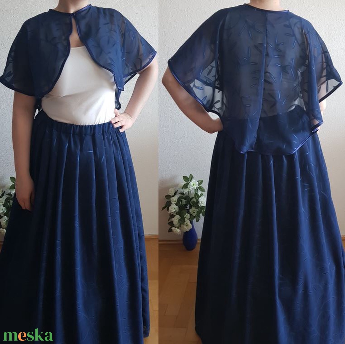 ESKÜVŐ BOL70 - Elegáns, navy kék színű hímzett muszlin pelerin, boleró, rövid palást - esküvő - kiegészítők - bolero és válltakaró - Meska.hu ESKÜVŐ BOL70 - Elegáns, navy kék színű hímzett muszlin pelerin, boleró, rövid palást - esküvő - kiegészítők - bolero és válltakaró - Meska.hu