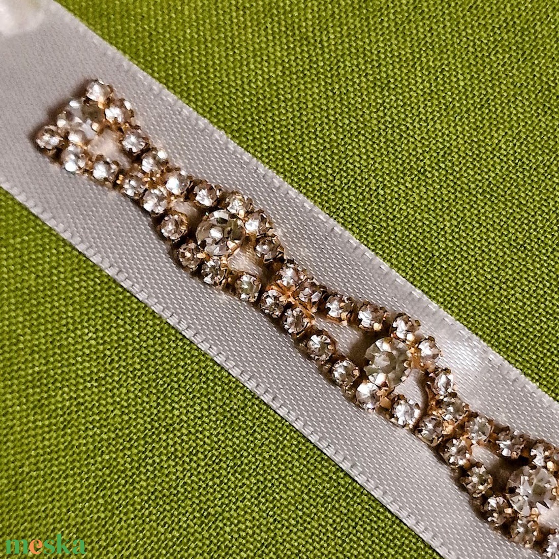 ESKÜVŐ MÖV39 – Strasszos menyasszonyi öv, karkötő 13x1cm-es akciós termékkép 1