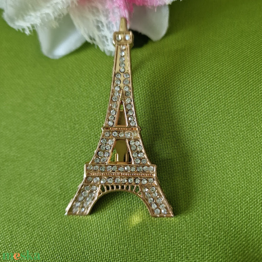 Kitűző, bross BRO225 - Strasszköves Eiffel torony 55x78mm akciós termékkép 1