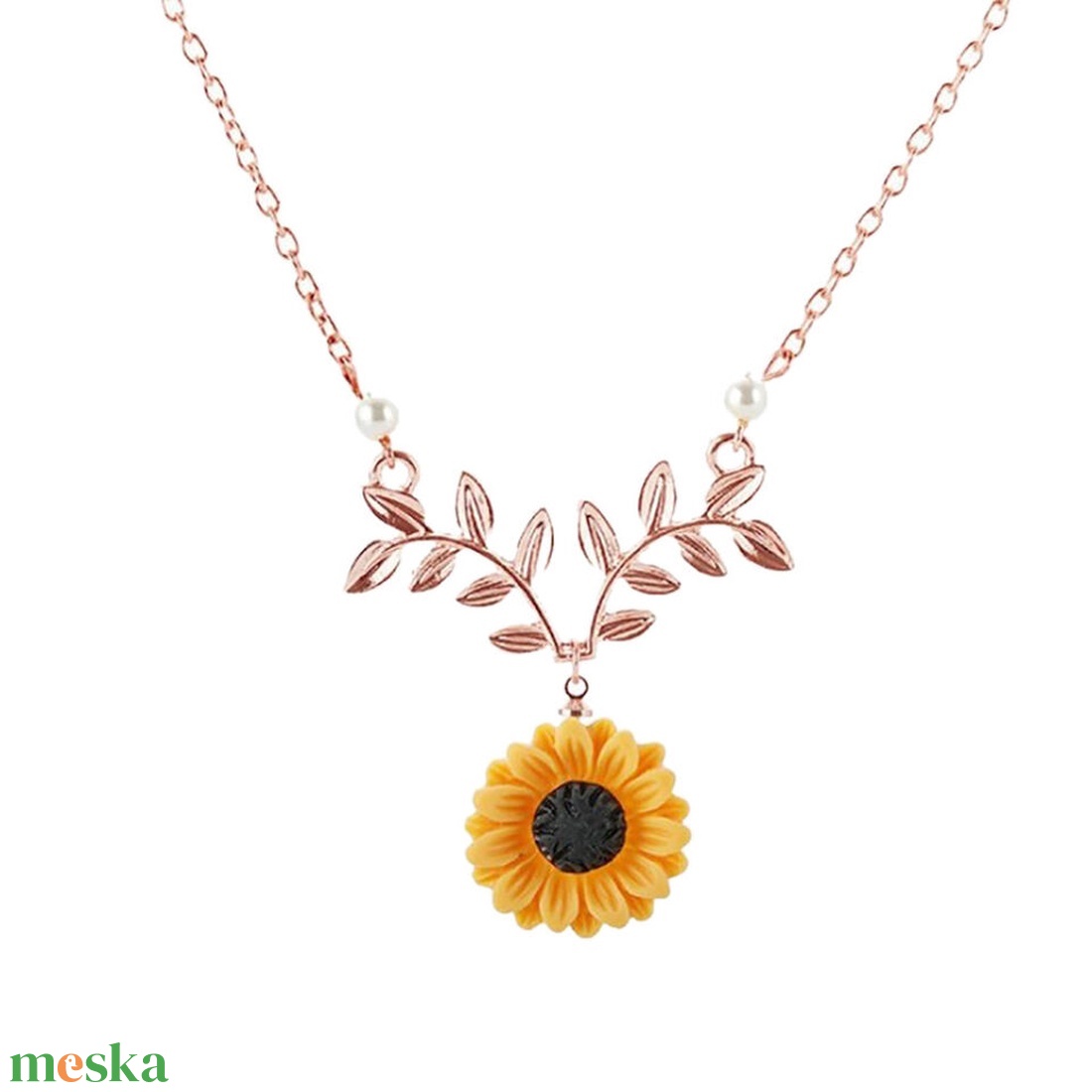 NYM42 - Napraforgó virág medál rosegold színű nyakláncon - ékszer - nyaklánc - medálos nyaklánc - Meska.hu NYM42 - Napraforgó virág medál rosegold színű nyakláncon - ékszer - nyaklánc - medálos nyaklánc - Meska.hu