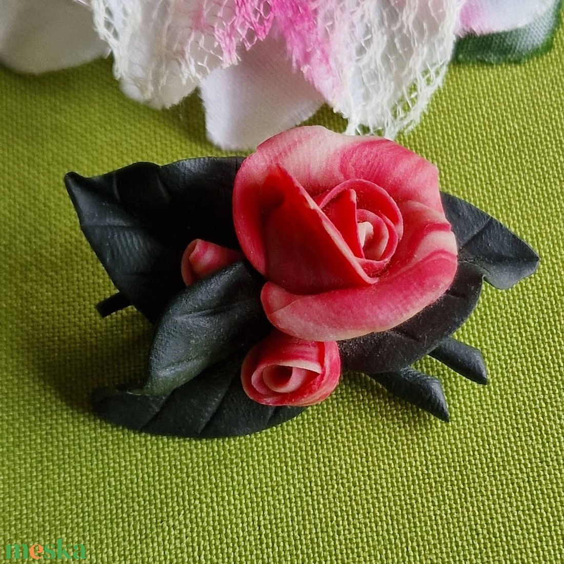 Kitűző, bross BRO413/414/415/416  - Fekete rózsás melltűk - ékszer - kitűző és bross - Meska.hu