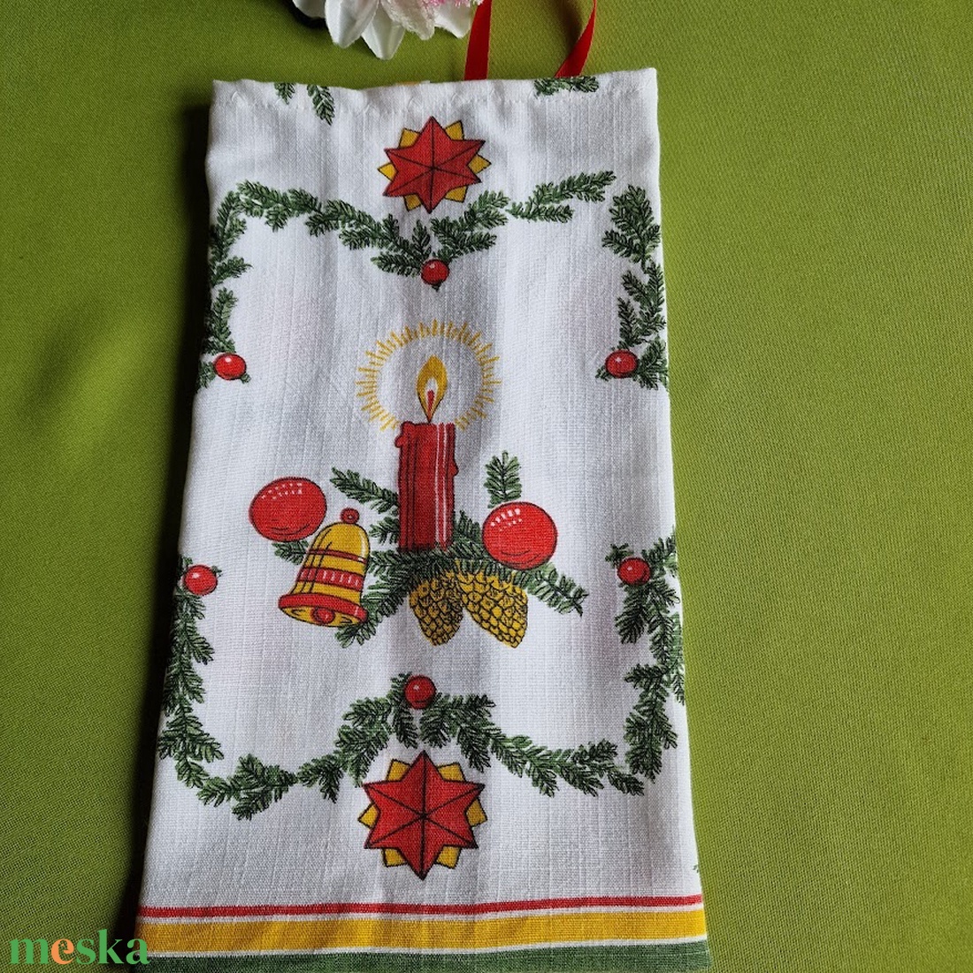 DCS102 - Karácsonyi mintás vászon ajándéktasak, mikulás zsák, bortartó - karácsony - mikulás - mikulás zsák - Meska.hu