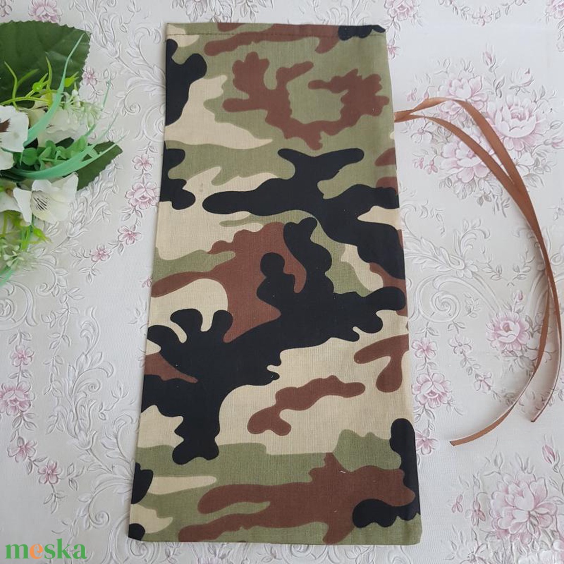 DCS56 - Terepmintás bor és pezsgőtartó textil ajándéktasak, zsák - karácsony - mikulás - mikulás zsák - Meska.hu