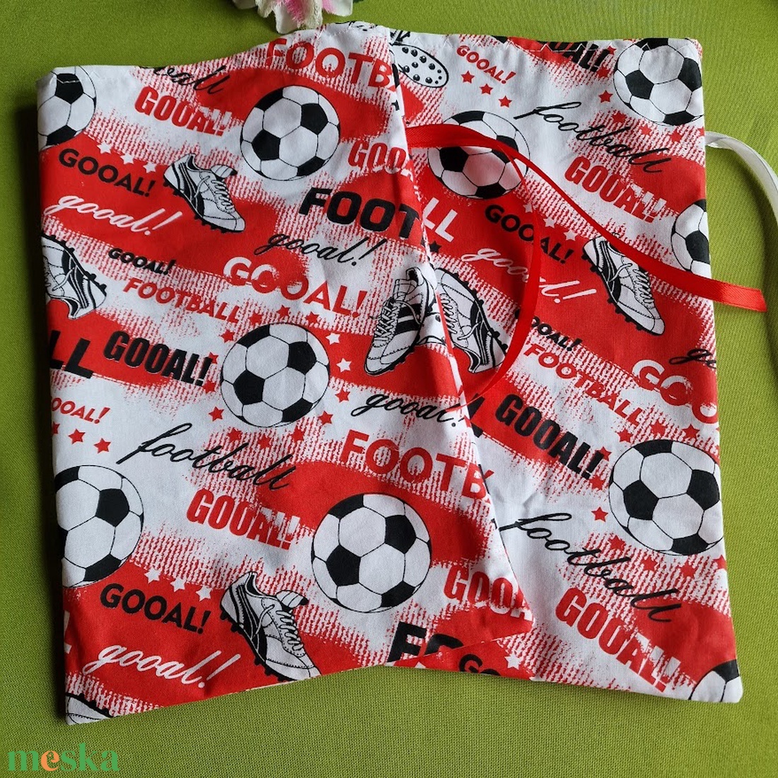 DCS92 - Focis mikulás zsák, textil ajándéktasak - piros díszcsomagolás - karácsony - mikulás - mikulás zsák - Meska.hu