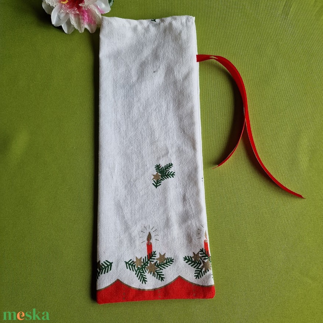 DCS98 - Karácsonyi mintás textil ajándéktasak, mikulás zsák, bortartó tasak - karácsony - mikulás - mikulás zsák - Meska.hu