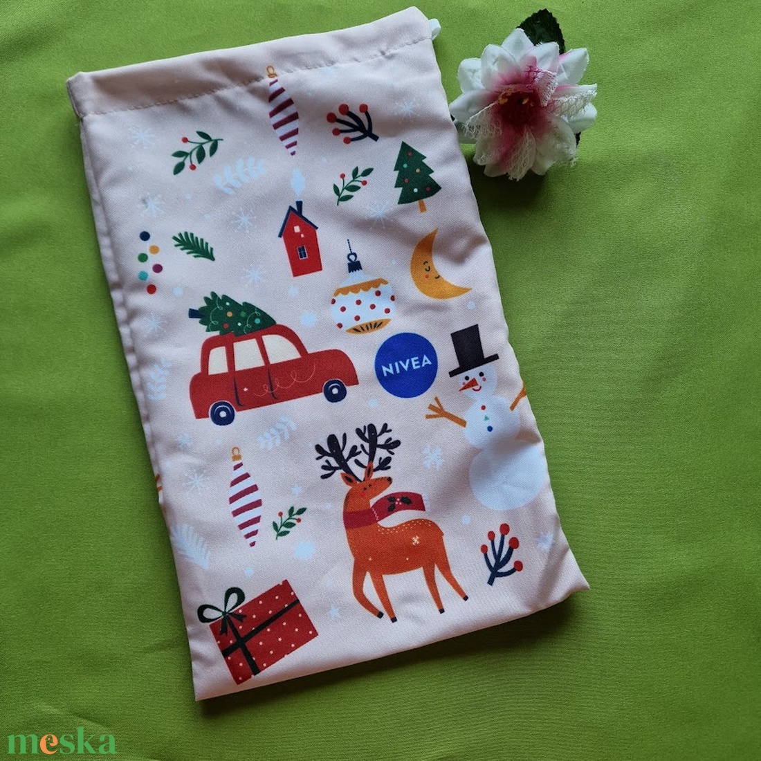 ÖKO04 - Kb. 22,5x37cm-es Nivea ÖKO textil zsák, bevásárló tasak, zacskó - karácsony - mikulás - mikulás zsák - Meska.hu