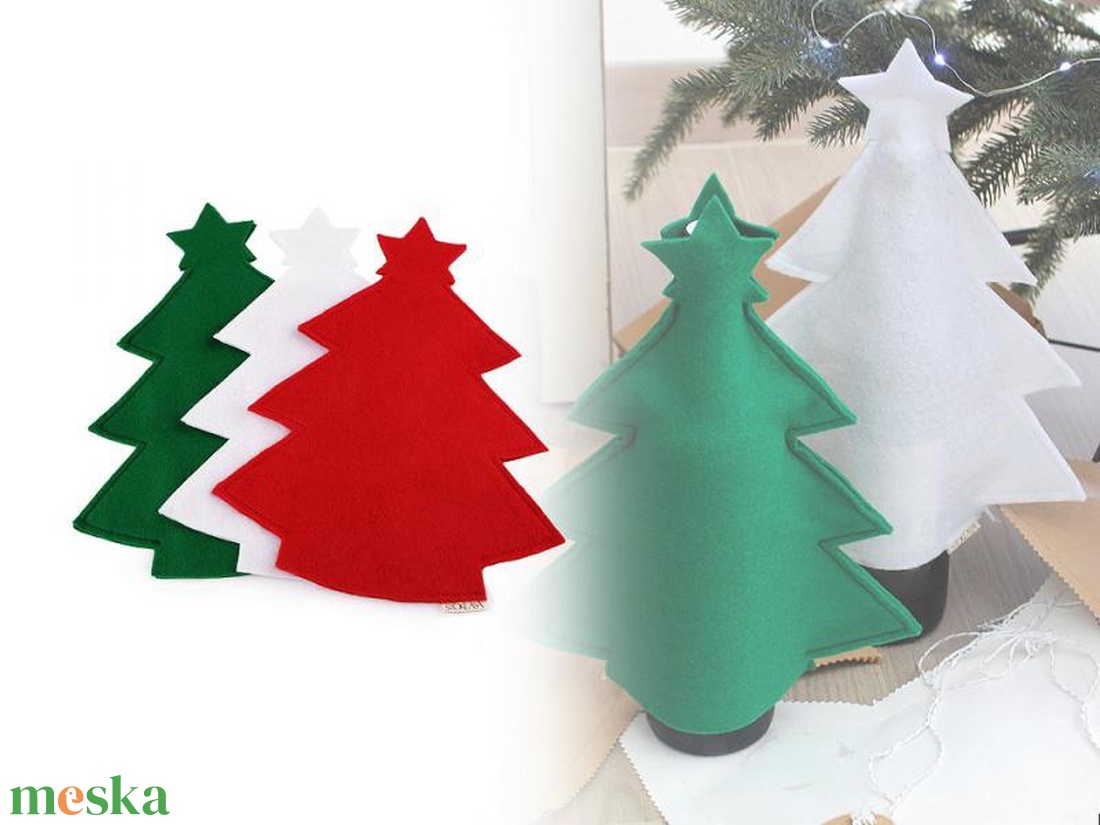 DCS76 - Karácsonyfa alakú ajándék csomagolás borosüvegre - karácsony - karácsonyi ajándékozás - karácsonyi ajándékcsomagolás - Meska.hu