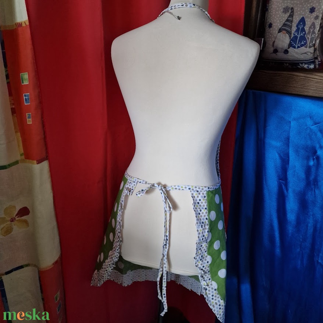 KTN03/04/05 -  Borostyán, levendula és pöttyös fodros, zsebes konyhai kötények - otthon & életmód - konyhafelszerelés, tálalás - konyhai textil - kötény - Meska.hu