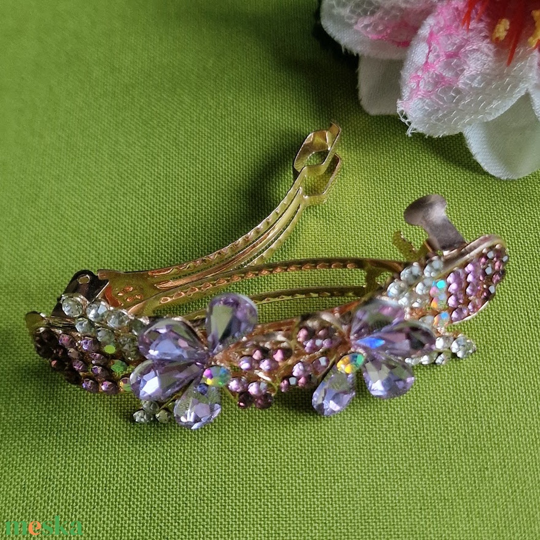 ESKÜVŐ HAD214 - Menyasszonyi strasszköves, virág mintás franciacsat - esküvő - hajdísz - kontydísz & hajdísz - Meska.hu