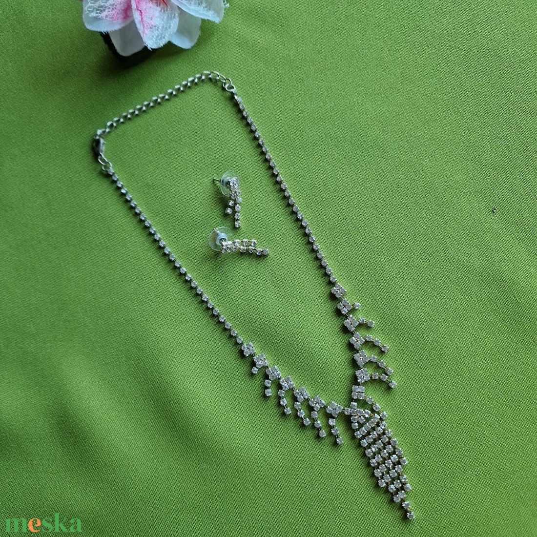 ESKÜVŐ ÉSZ16 � Kristályköves ékszer szett: nyaklánc + fülbevaló - ékszer - ékszerszett - Meska.hu