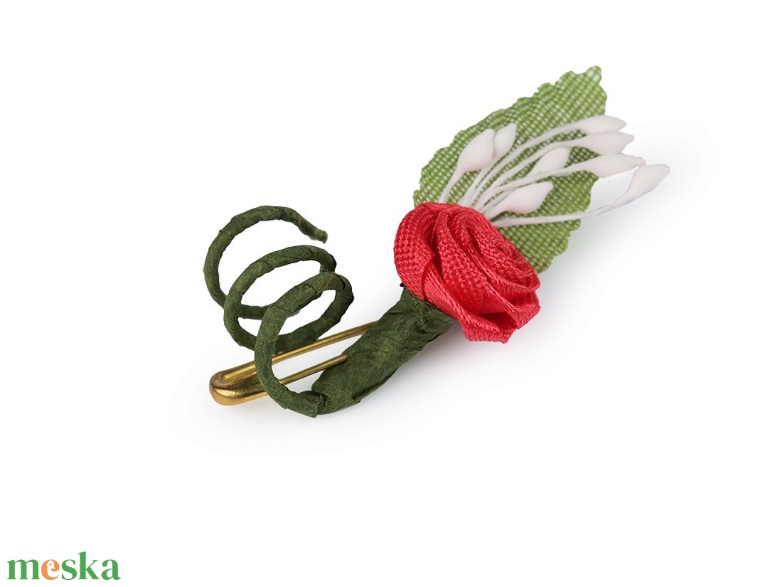 ESKÜVŐ BOK06,7,9,10,15 - Bokréta, kitűző szatén rózsával - fehér, ekrü, barack, piros, bordó - esküvő - kiegészítők - kitűző - Meska.hu