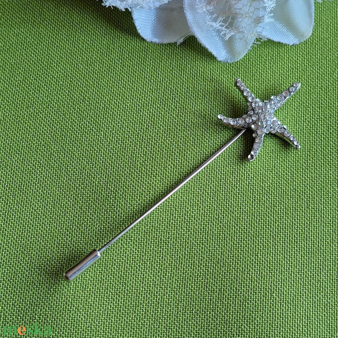 Hajtókatű, kitűző HAT07 - Strasszköves tengeri csillag 25x75mm - ékszer - kitűző és bross - Meska.hu