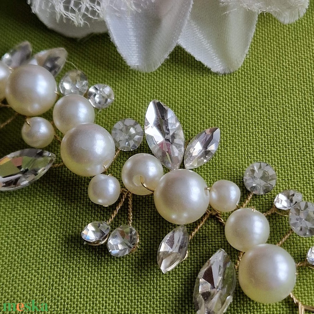 ESKÜVŐ HAD250 � Menyasszonyi gyöngyös strasszos hajdísz  18x3,8cm - esküvő - hajdísz - fésűs hajdísz - Meska.hu