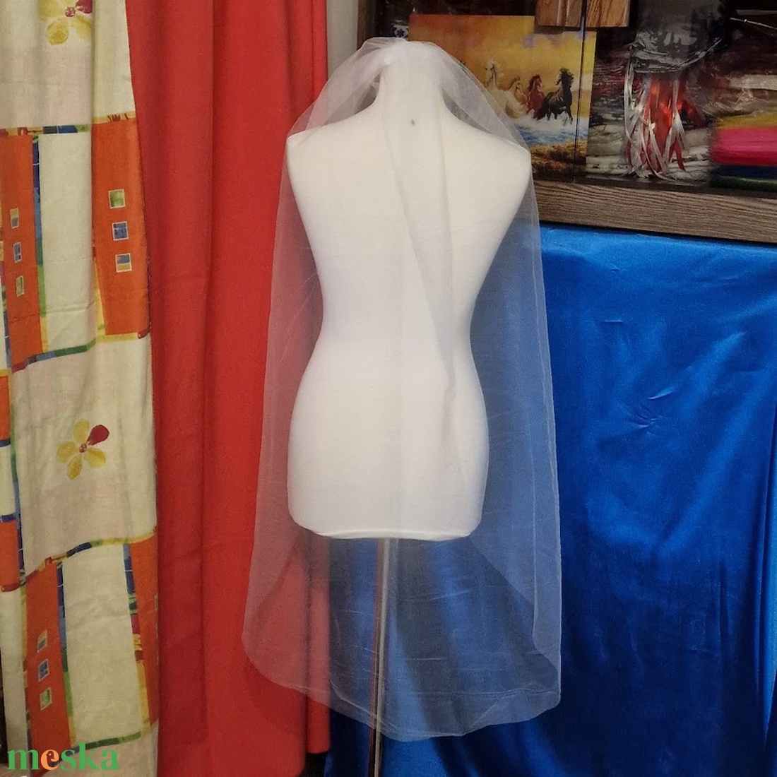 FTY148 - 1 rétegű, szegetlen, Ekrü menyasszonyi fátyol 78x140cm - esküvő - kiegészítők - fátyol - Meska.hu