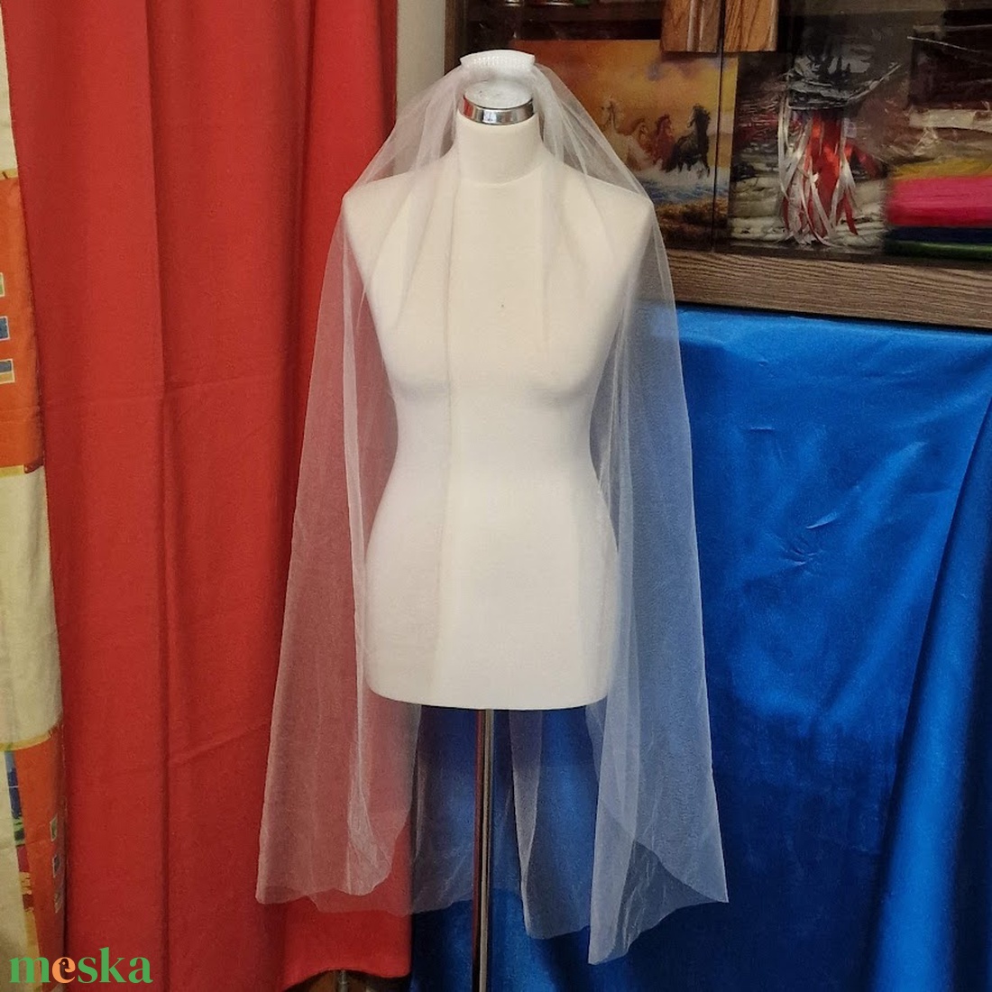 FTY150 - 1 rétegű, szegetlen, Ekrü menyasszonyi fátyol 120x160cm - esküvő - kiegészítők - fátyol - Meska.hu