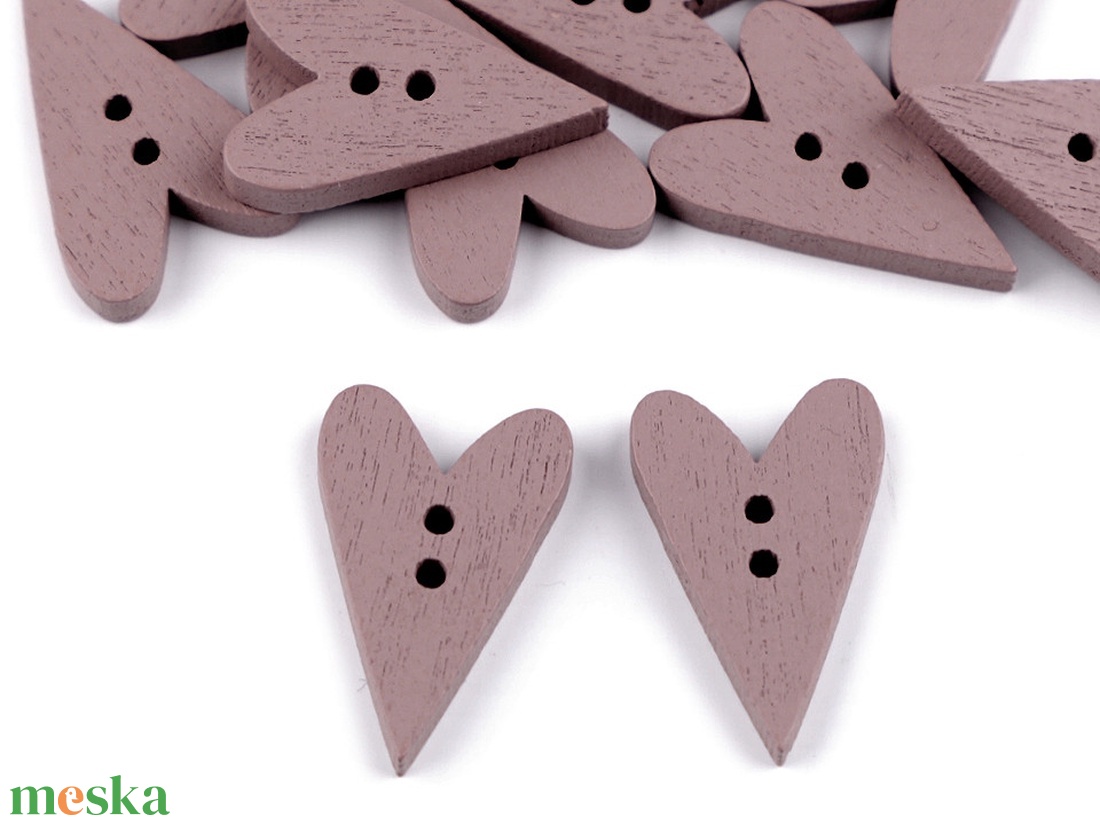 RÖV54 - SZÍV alakú sötét rózsaszín színű fa gomb 18mm - kellékek & szerszámok - rövidáru - gomb - műanyag gomb - Meska.hu