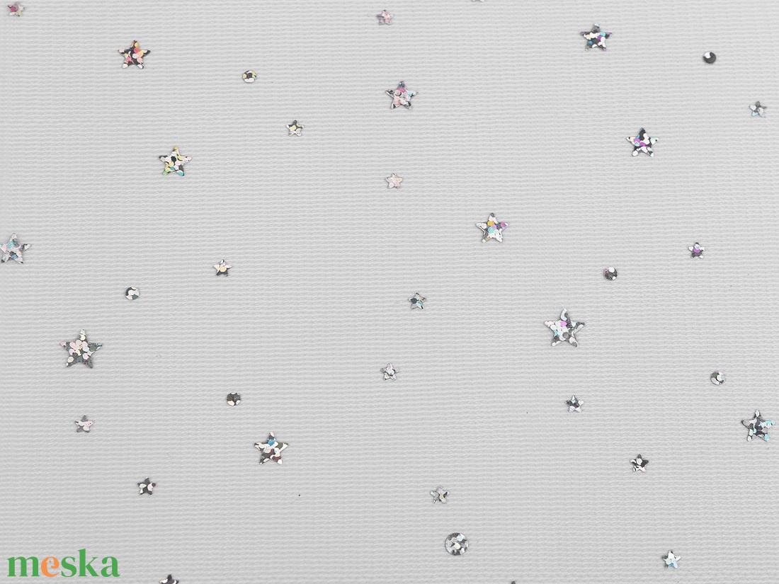 ANY36 - Ruha tüll / dekor hologramos csillagos hópihe mintával - ezüst alapon - kellékek & szerszámok - méteráru - dekorációs alapanyag - Meska.hu