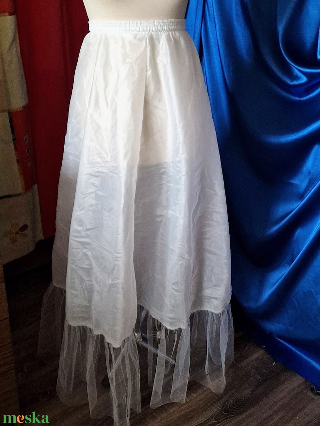 ESKÜVŐ ASZ92 - Ekrü selyem menyasszonyi alsószoknya tüll fodorral - esküvő - ruha - menyasszonyi ruha - Meska.hu